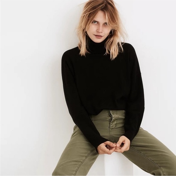 Madewell black Brookhaven turtleneck size small wool cotton blend - Picture 1 of 7
